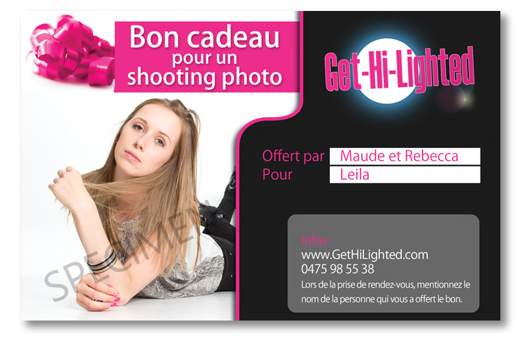 Chèque cadeau gratuit pour un shooting photo